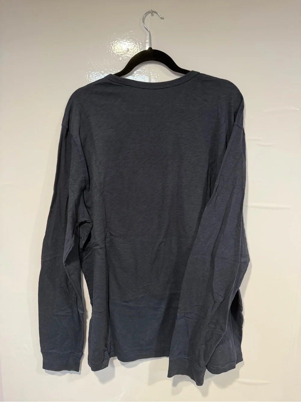 J. Crew Mens Long-Sleeve Crewneck Shirt - Charcoal Blue 100% cotton